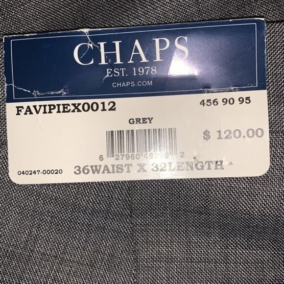 Chaps Mens Grey Dress Pants 36W X 32L 100% Wool Classic Fit Flat Front - Picture 4 of 14